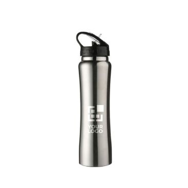 Gourde en acier inoxydable avec bec verseur couleur argenté avec zone d'impression