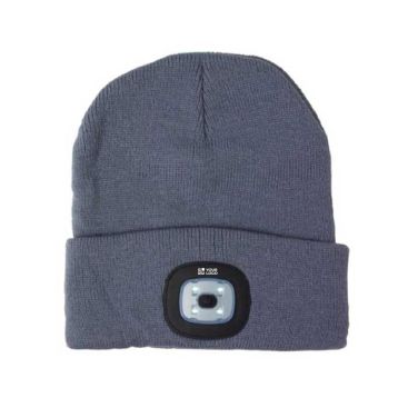 Bonnet avec lampe blanche COB couleur gris foncé avec zone d'impression
