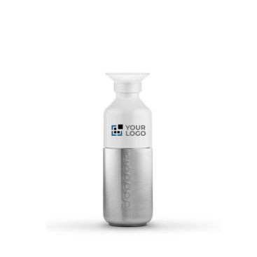 Petite gourde persnnalisable en métal couleur argenté avec zone d'impression