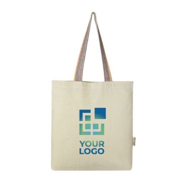 Sac à poignée recyclé arc-en-ciel 180 g/m2 avec zone d'impression