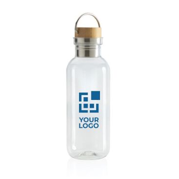 Gourde en plastique recyclé et en bambou avec zone d'impression
