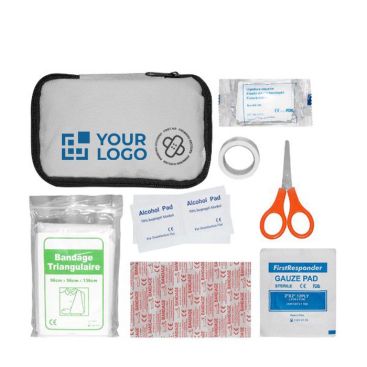 Trousse de secours dans un étui en polyester couleur blanc première vue