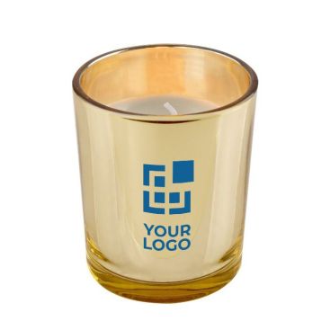 Bougie personnalisée en verre doré avec zone d'impression