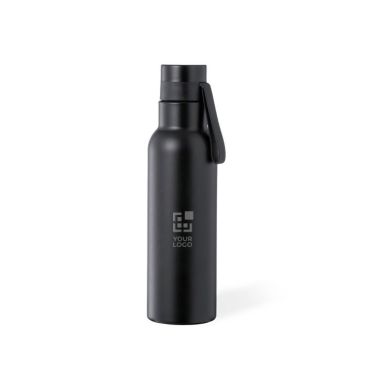Thermos en acier à l'esthétique métallique avec zone d'impression