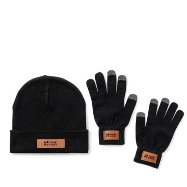 Ensemble de gants tactiles et bonnet avec zone d'impression