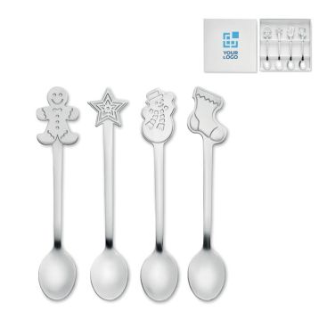 Set de 4 cuillères à thé version Noël avec boîte cadeau