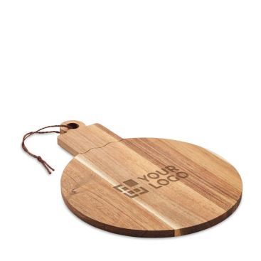 Planche de service en bois d'acacia en forme d'ornement de Noël vue avec zone d'impression