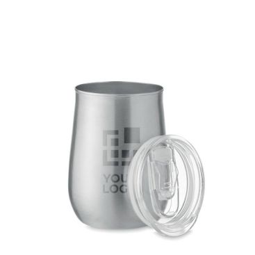 Verre publicitaire en acier recyclé avec couvercle coulissant 500ml