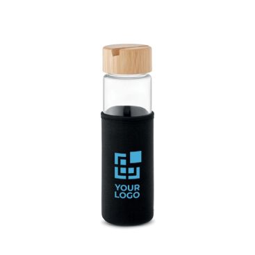 Bouteille en verre antifuite avec bouchon porte-smartphone 600ml