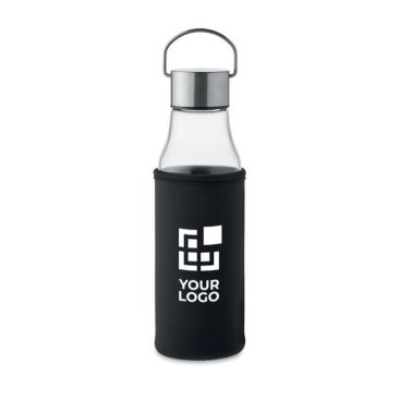 Gourde en verre avec couvercle anti-fuite, poignée et capuchon 500ml