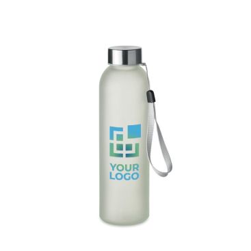 Bouteille en verre floquée du logo avec sangle de transport 500ml