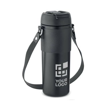 Verre anti-fuite en acier inox avec couvercle, paille et sangle 700ml