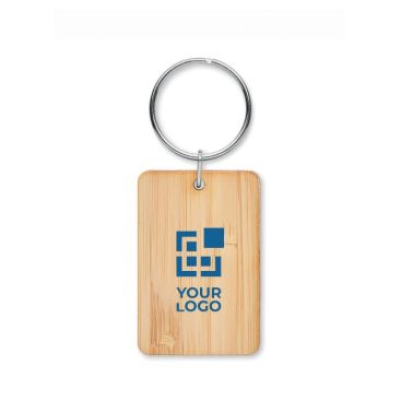 Porte-clés promotionnel pas cher en bambou de forme rectangulaire