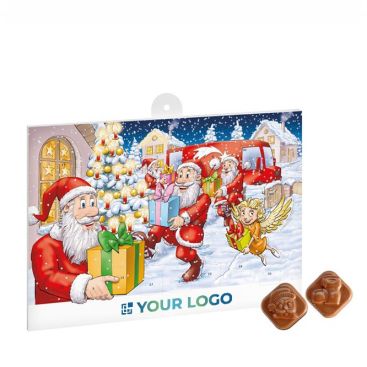 Calendrier de l'avent classique 24 chocolats au lait A4 couleur blanc vue principale