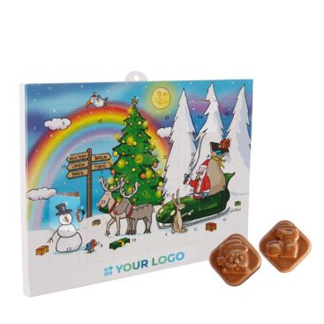 Calendrier de l'avent classique 24 chocolats au lait A5 couleur blanc vue principale