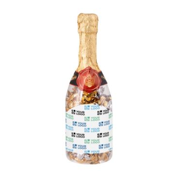 Bouteille de champagne remplie d'un assortiment de bonbons
