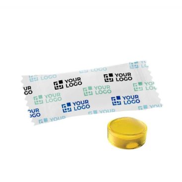 Mini bonbon dur sans sucre emballé en format de 4g couleur citron vue principale