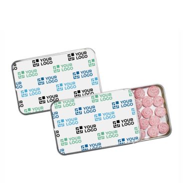Boîte coulissante avec bonbons sans sucre goût cerise 40g couleur argenté vue principale