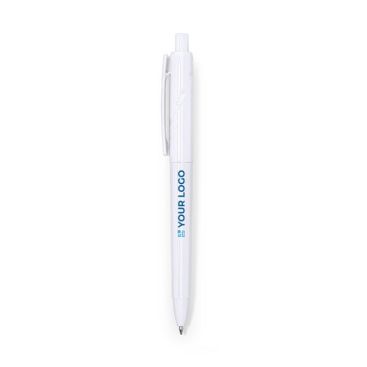 Stylo en plastique recyclé à bouton-poussoir et encre bleue