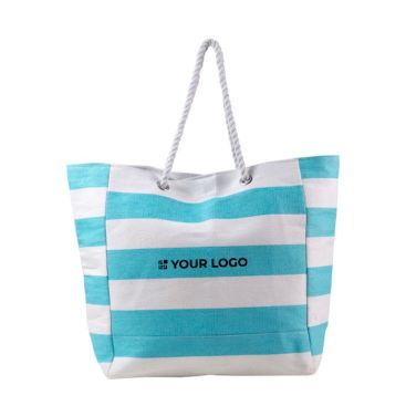 Sac de plage en coton style marin avec cordes et bouton