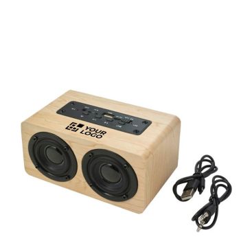 Enceinte sans fil en bois avec deux haut-parleurs