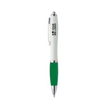 Stylo en ABS recyclé avec grip en caoutchouc, mine bleue