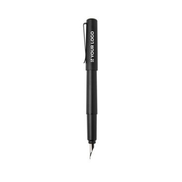 Stylo-plume en aluminium recyclé à finition mate, encre noire