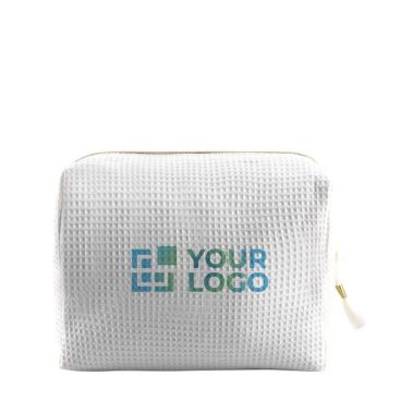 Trousse en coton gaufré zippée à tirette dorée 240 g/m²