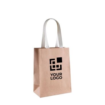 Sac cadeau en papier kraft à anses courtes en coton 150g/m²