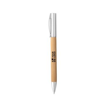 Stylo twist en bambou avec finition mate, mine bleue