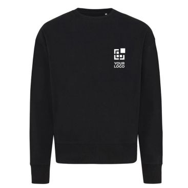 Sweat over size en coton écologique 340 g/m2 Iqoniq Kruger couleur noir avec zone d'impression