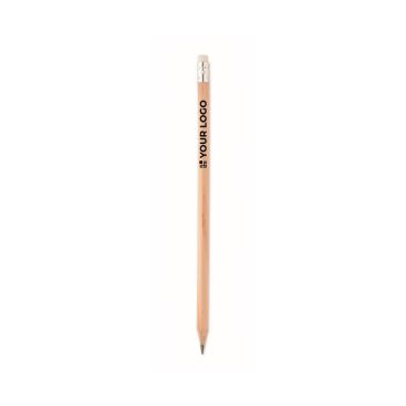 Crayon classique au coloris naturel avec gomme vue avec zone d'impression
