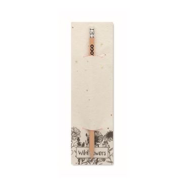 Crayon classique avec gomme présenté en papier ensemencé vue avec zone d'impression