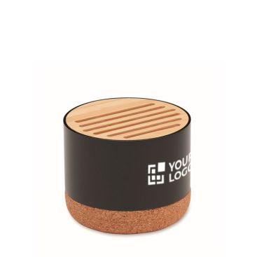Haut-parleur circulaire sans fil avec bambou et base liège
