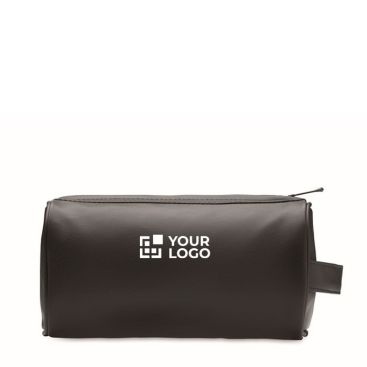 Trousse de toilette en cuir synthétique avec zip et poignée