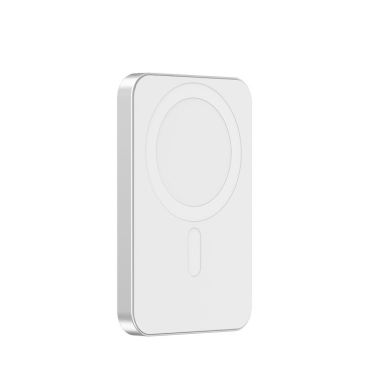 Powerbank 2-en-1 avec aimant et chargeur de montre 5 000 mAh couleur argenté avec zone d'impression