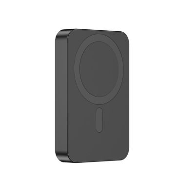 Batterie externe 10 000 mAh avec aimant téléphone et port C couleur noir avec zone d'impression