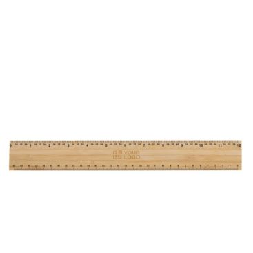 Règle en bambou épais design double face multi-mesures 30cm