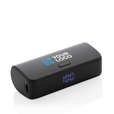 Powerbank de poche multi-appareils 5 000 mAh couleur noir avec zone d'impression