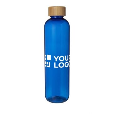 Bouteille en plastique transparent recyclé et bambou 1L