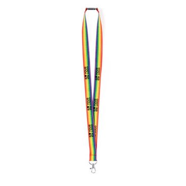 Lanyard en polyester multicolore avec mousqueton en métal