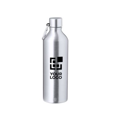 Bouteille en aluminium recyclé, fini mat et mousqueton 800ml