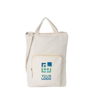 Sac en coton avec poche frontale et bandoulière 340 g/m²