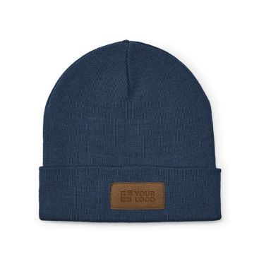 Bonnet en laine et RPET à écusson personnalisable et revers vue principale