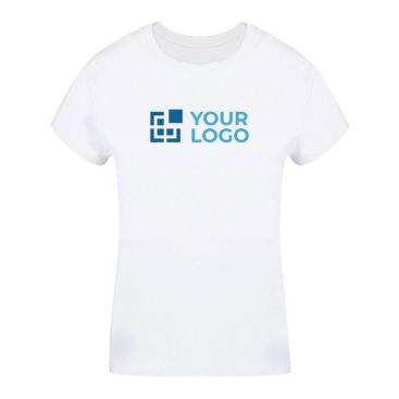 T-shirt femme blanc, col rond 100% coton 160 g/m²