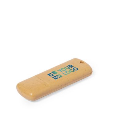 Clé USB fabriquée en canne de blé avec logo en couleur