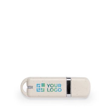 Clé USB avec boîtier en paille de blé et capuchon de fermeture