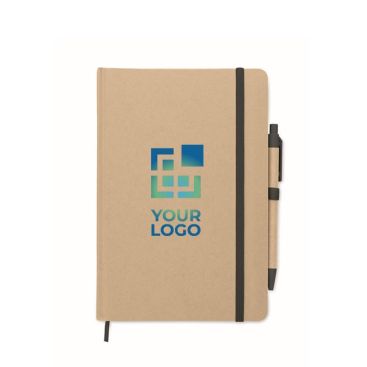 Carnet de notes A5 en carton recyclé avec stylo à bille bleu