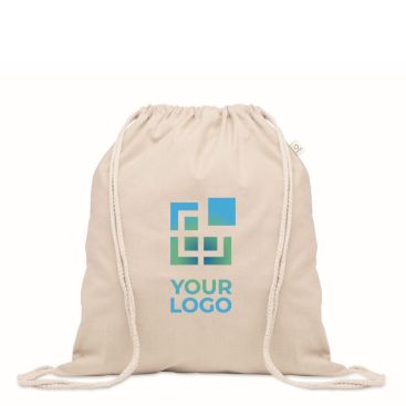 Sac cordon couleur naturelle, en coton recyclé et RPET 140g/m²