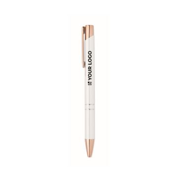 Stylo bille en aluminium recyclé avec détails rose gold, encre bleue
